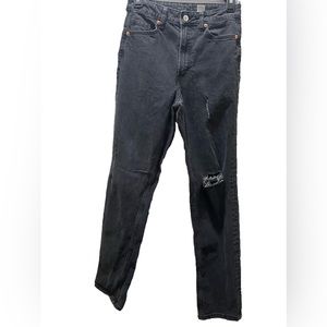 VINTAGE STRAIGHT HIGH WAISTED RIP DENIM JEANS